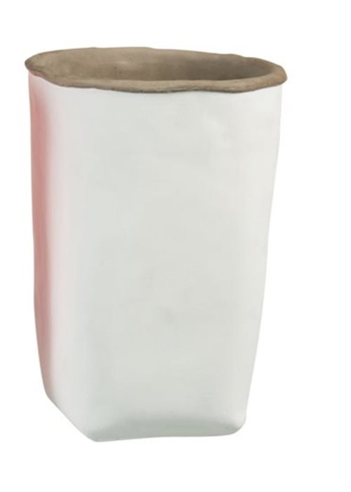 Blomsterkrukke  "pose" i cement - HVID - Nedsat fra 149,-